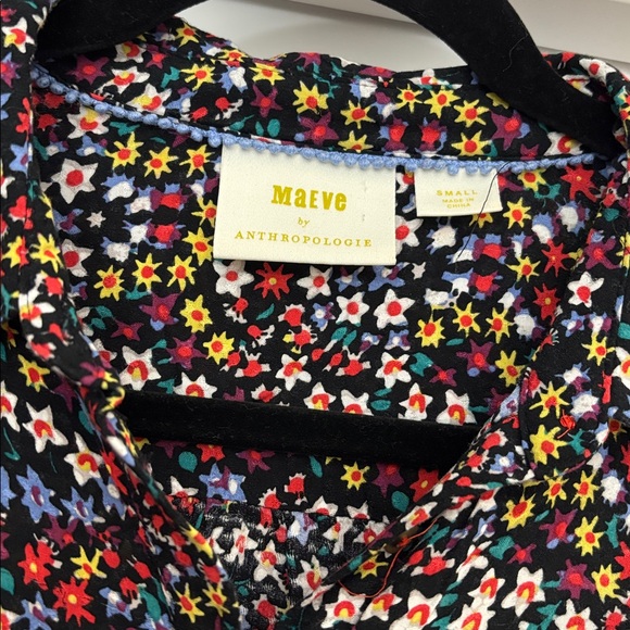 Anthropologie Maeve Mallory Ruffled Blouse in Black Floral - Picture 7 of 9